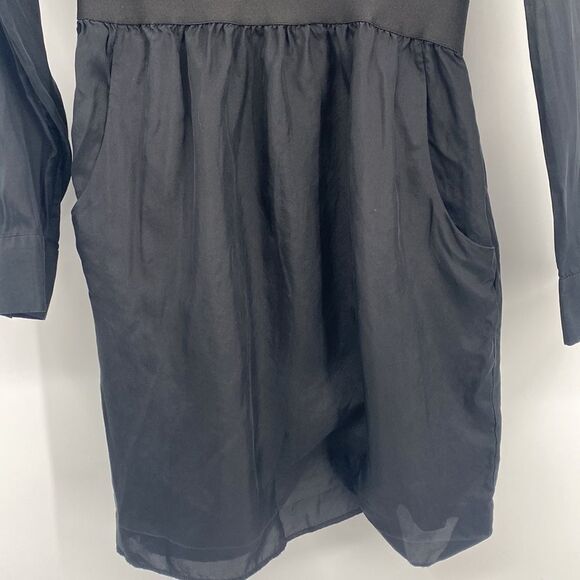 Theory Silk Dress Little Black Long Sleeved Dress Size 2 - Picture 5 of 7